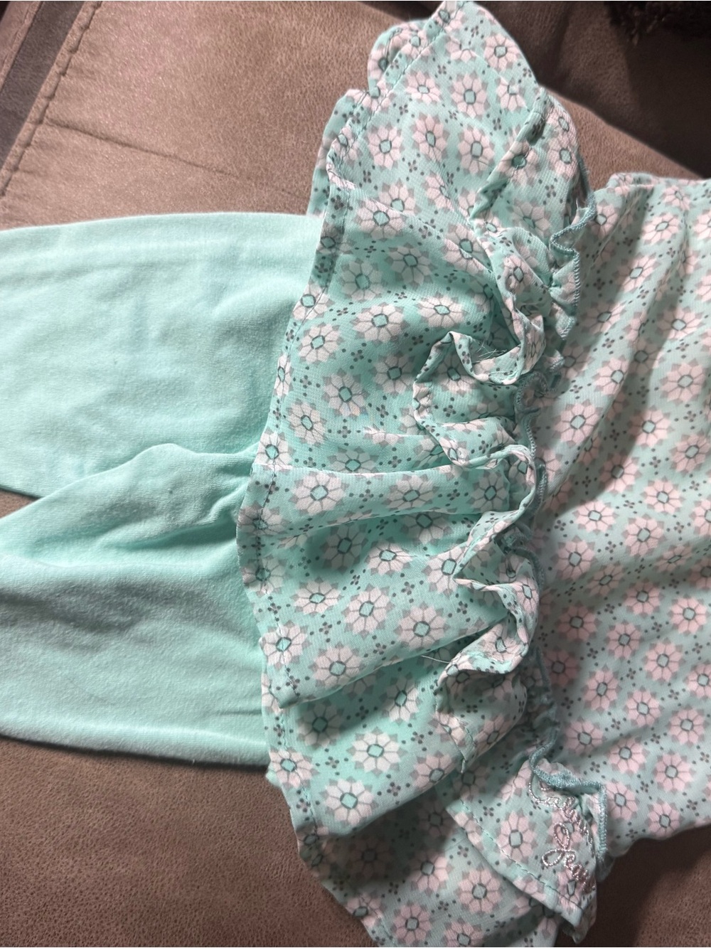 Girls Mint Floral Ruffle Calvin Klein outfit